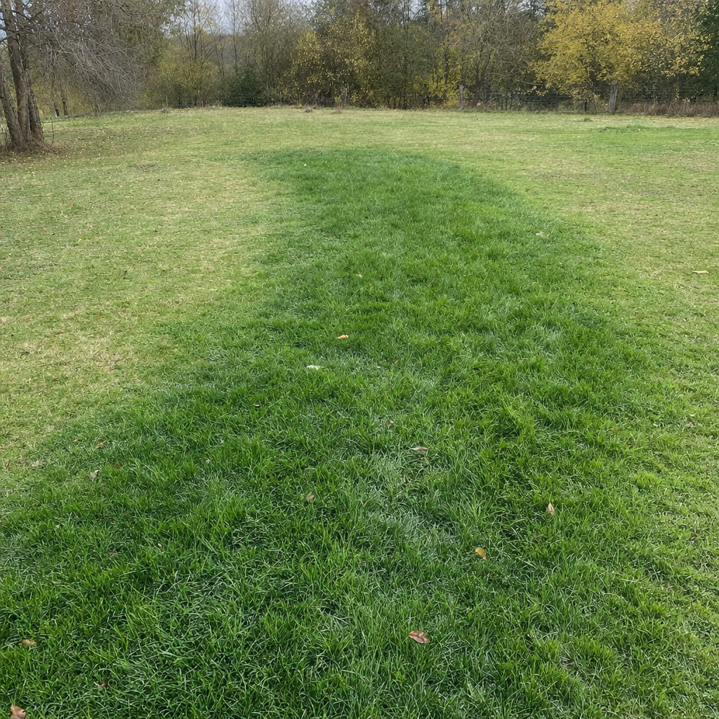 A soggy, unusually green patch of lawn over the drain field of a Provo home, a sign the septic tank needs pumping